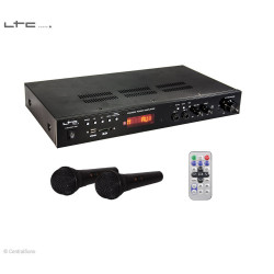 Amplificateur hi-fi stéréo MP5 2x50W bluetooth Karaoké 2 micros - LTC