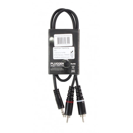 Plugger - Câble Y Mini Jack Mâle Stéréo - RCA Mâle 0.60m Easy